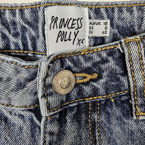 Princess Polly Intentions Straight Leg Knee Rip Denim Jeans Women's Size 8 - Picture 7 of 7